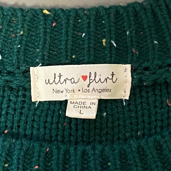 Ultra Flirt Cable Knit Sweater, Botanical Garden Green, size large - Picture 4 of 9